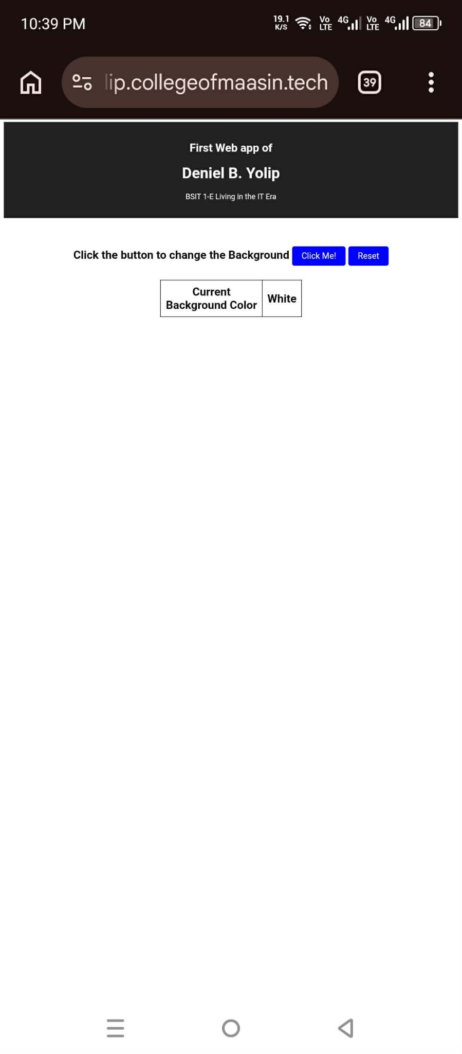 Screenshot of my first web app